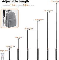 53.5"/136cm Selfie Stick Tripod for DJI Osmo Pocket 3, GoPro Hero 13/12/11/10/9/Max2, DJI Osmo Action 5 Pro/4, AKASO EK7000, Action Camera 2-in-1 Extendable Handle/Travel Vlogging Stand/Accessories