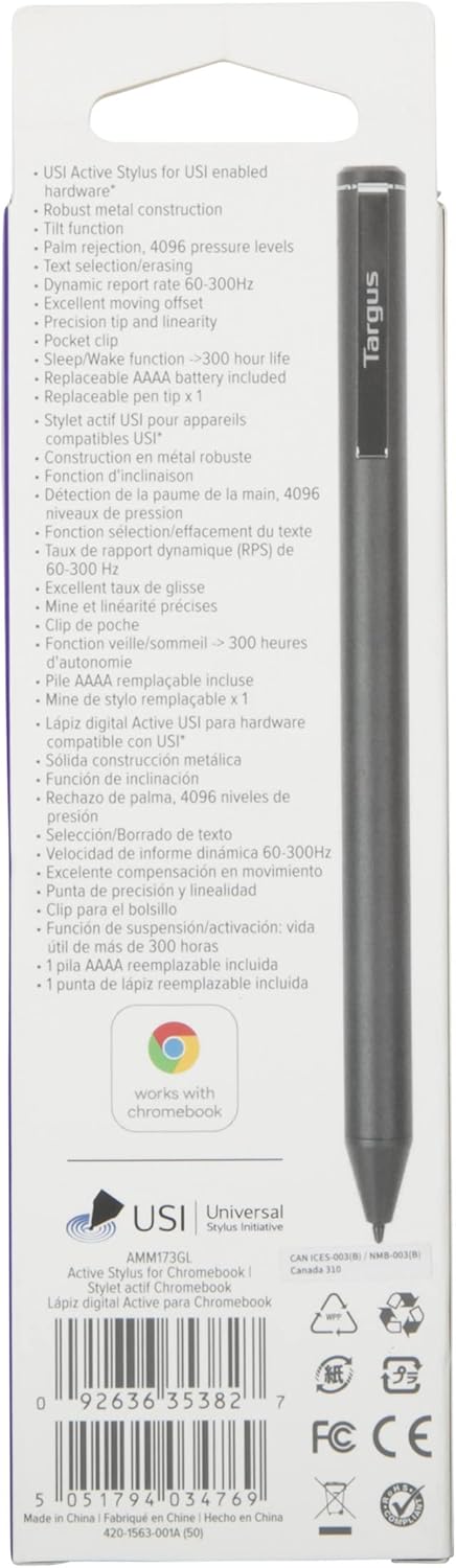 Active Stylus for Chromebook with Precision Tip for Drawing & Writing â Black