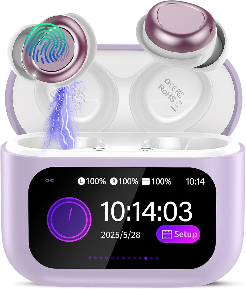 Wireless Sleep Earbuds 48H Battery 5 EQ Modes HiFi Stereo Lightweight Purple