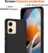 [4 in 1] Case Compatible with Redmi Note 12 5G Cover with 3 Pack Tempered Glass Screen Protector for Redmi Note 12 5G, Slim Fit Soft TPU Shockproof Anti-Scratch Phone Case Cover - Black