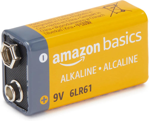 Amazon Basics 4-Pack 9V Alkaline Batteries, 9V/6LR61, 5-Year Shelf Life - for Smoke/CO Detector, Electronics & Audio