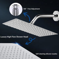 Rectangle Rainfall Shower Head 30x20cm Stainless Steel High Flow â Chrome