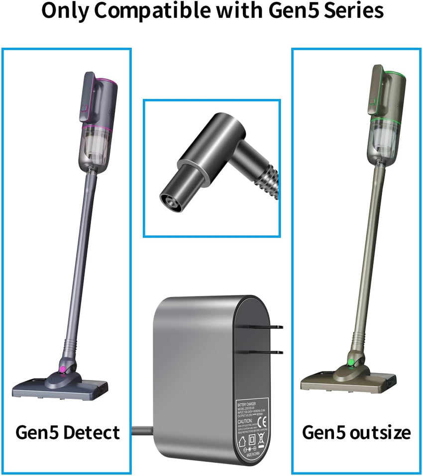 Dyson Gen5 Detect/Gen5 Outsize Replacement Charger 43.25V AC Adapter Black