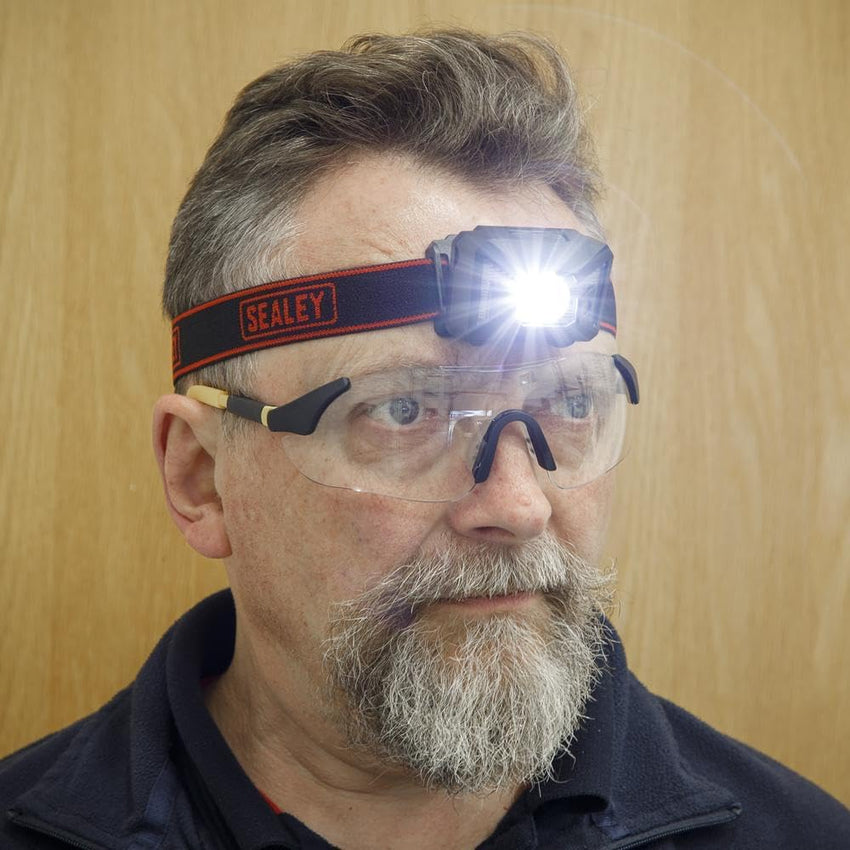 Sealey Head Torch 3W SMD LED with Auto-Sensor ,Red- LEDS 3 AAA batteries included