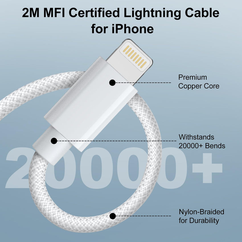 iPhone Charger Fast Charge, 20W iPhone Fast Charger Plug with 2M USB C to Light-ning Cable for iPhone 14 13 12 11 Pro Max/Mini/XS/SE/8, USB C Plug Phone charger USBC Power Adapter