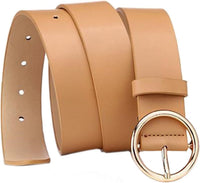 PU Leather Waist Belt Round Metal Buckle Casual Women's Belt â Black/Brown