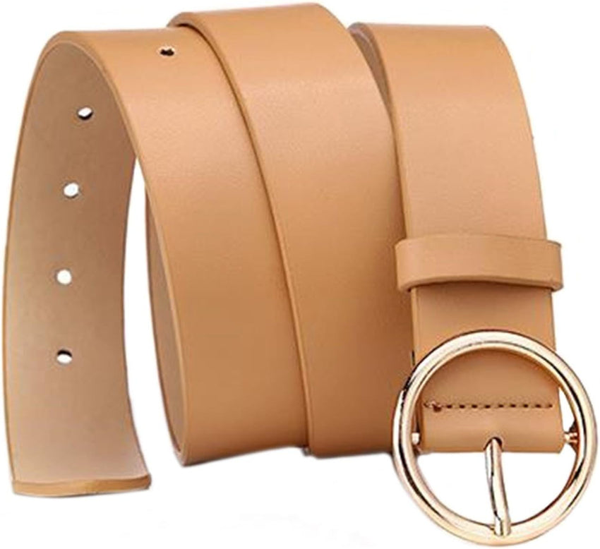 PU Leather Waist Belt Round Metal Buckle Casual Women's Belt â Black/Brown