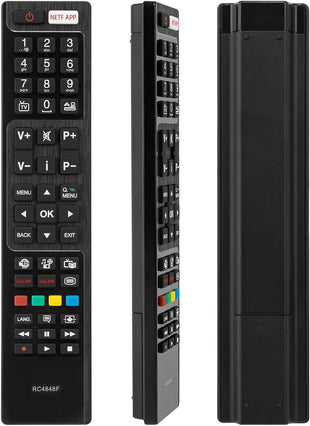 Universal Replacement RC4848F Remote Control INCLUDING BATTERIES. Hitachi/Polaroid/Luxor/Bush Smart TV Remote Control, with 3 Popular Shortcut Buttons - No Setup Required, No Instructions
