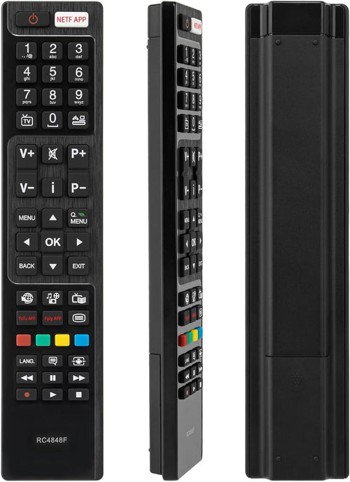 Universal Replacement RC4848F Remote Control INCLUDING BATTERIES. Hitachi/Polaroid/Luxor/Bush Smart TV Remote Control, with 3 Popular Shortcut Buttons - No Setup Required, No Instructions