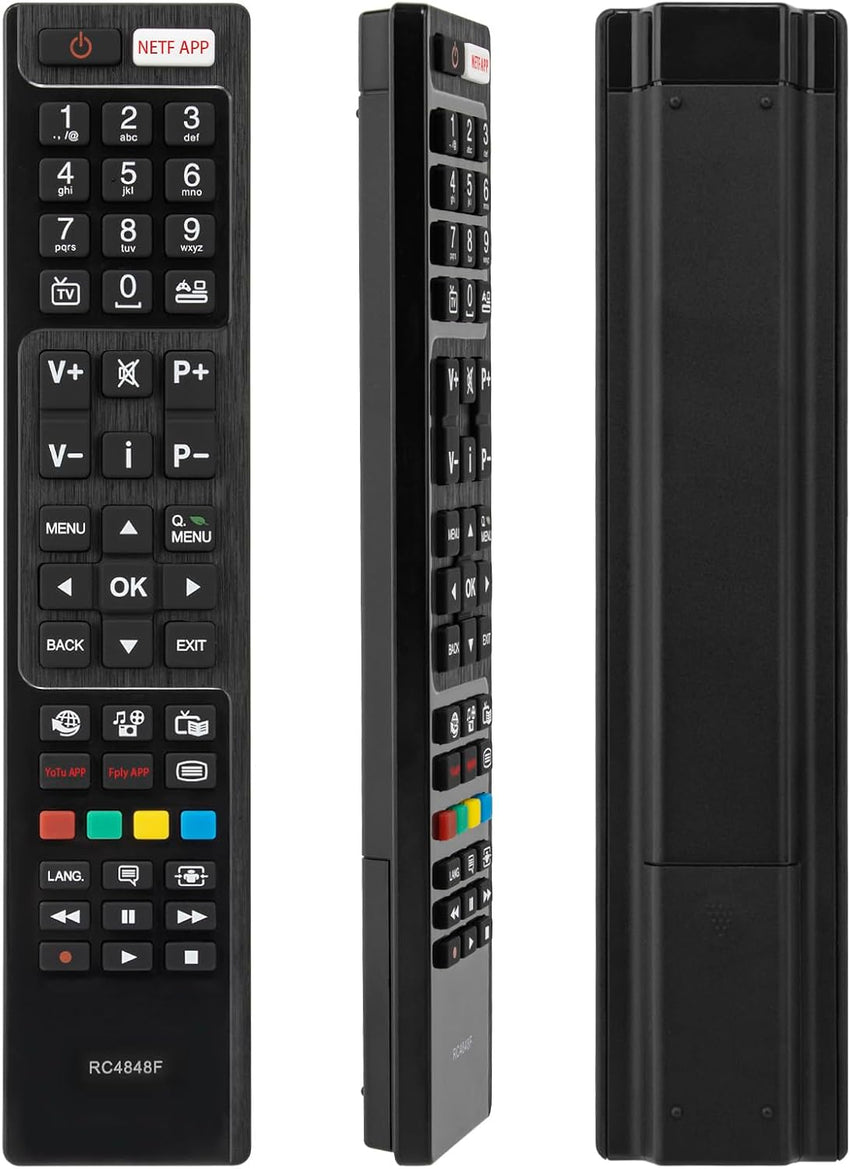 Universal Replacement RC4848F Remote Control INCLUDING BATTERIES. Hitachi/Polaroid/Luxor/Bush Smart TV Remote Control, with 3 Popular Shortcut Buttons - No Setup Required, No Instructions