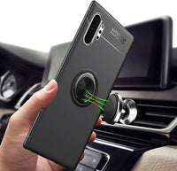 Phone Case for Samsung Galaxy Note 10 pro and Tempered Glass Screen Protector Cover With Stand Ring Holder Kickstand Accessories Heavy Duty Rugged Protective Shockproof Hard Bumper Black