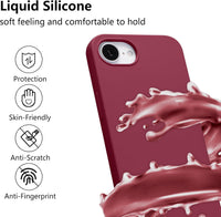 ZTOFERA Crossbody Lanyard Case for iPhone 16e/17e (6.1"), Liquid Silicone Protective Phone Case with Strap Adjustable Neck Cord Necklace Soft Cover for iPhone 16e/17e, Wine Red