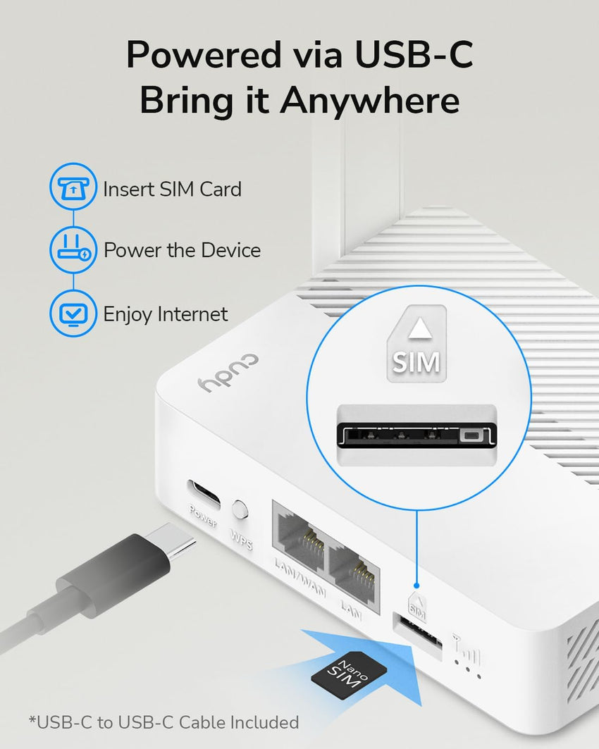 Cudy New LT300 4G LTE WiFi Router 300Mbps, Compatible with All Operators, 2 2 MIMO, No Configuration Required, OpenVPN, WireGuard