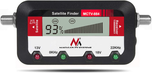 Maclean MCTV-884 Digital Satellite Finder with 25cm F-connection Cable LCD Display Easy to Read, Sound Output Adjustment of Satellite Antennas
