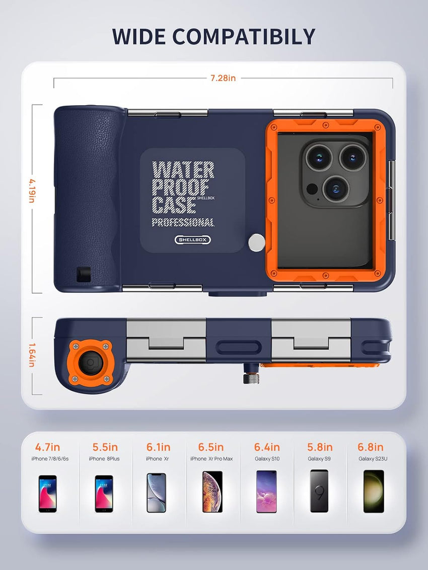 Universal Waterproof Dive Phone Case Underwater Photo Video Snorkelling Surfing â Orange