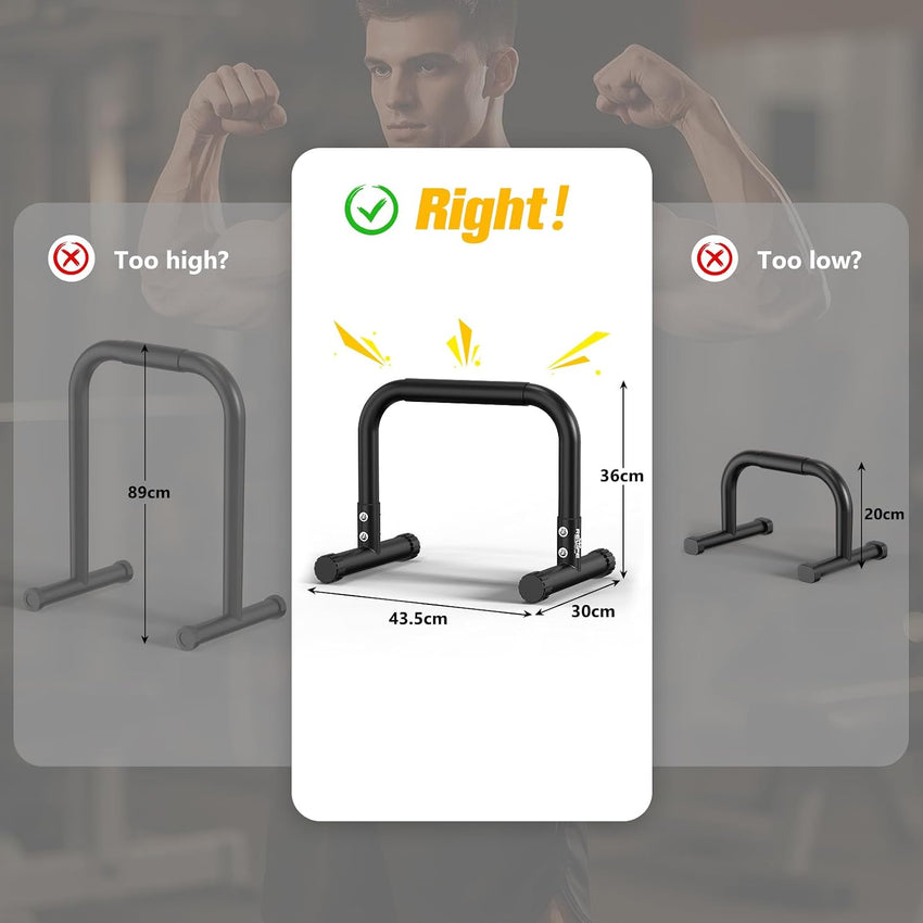 RELIFE Dip Station Adjustable Height Calisthenics Bar â Black