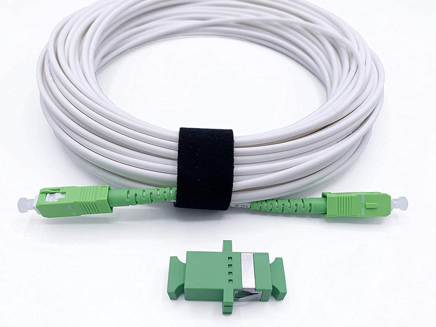 Elfcam(R) - Fiber Optic Singlemode SC/APC to SC/APC, Extending Fiber Optic Cable, Compatible with FTTH, White, 2m / 6.56ft