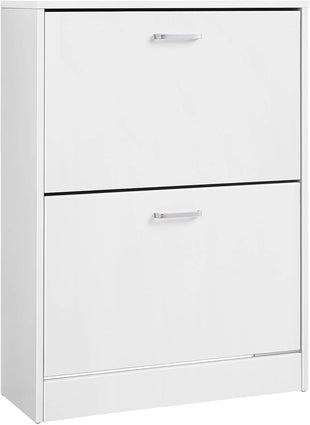 VASAGLE Shoe Cabinet 2 Flip Doors Adjustable Divider for 12 Pairs Narrow Entrance Ã¢ÂÂ White