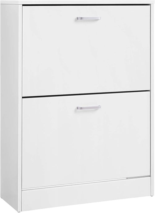 VASAGLE Shoe Cabinet 2 Flip Doors Adjustable Divider for 12 Pairs Narrow Entrance Ã¢ÂÂ White