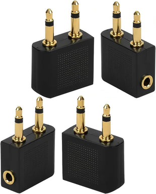 XIELBIS 4-Pack Airplane Headphone Adaptor, Plane Headphone Adapters | 3.5mm Male to 3.5mm Female, Airplane Adapter
