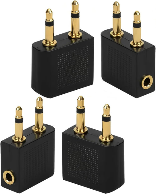 XIELBIS 4-Pack Airplane Headphone Adaptor, Plane Headphone Adapters | 3.5mm Male to 3.5mm Female, Airplane Adapter