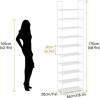 barsone Shoe Rack 10 Tier Tall Shoe Racks Storage,20-25 Pairs shoe storage Metal Shoe Shelf, Stackable Shoe Stand Organizer for Narrow Space Closet Entryway Hallway