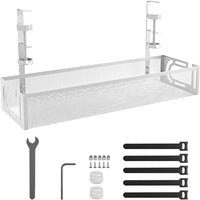 Rppiup Under Desk Cable Management Tray, No Drill Steel Cable Management Under Desk tray, Hollow Sturdy Metal Mesh Table Wire Organiser No Damage to Table, for Office Home Kitchens