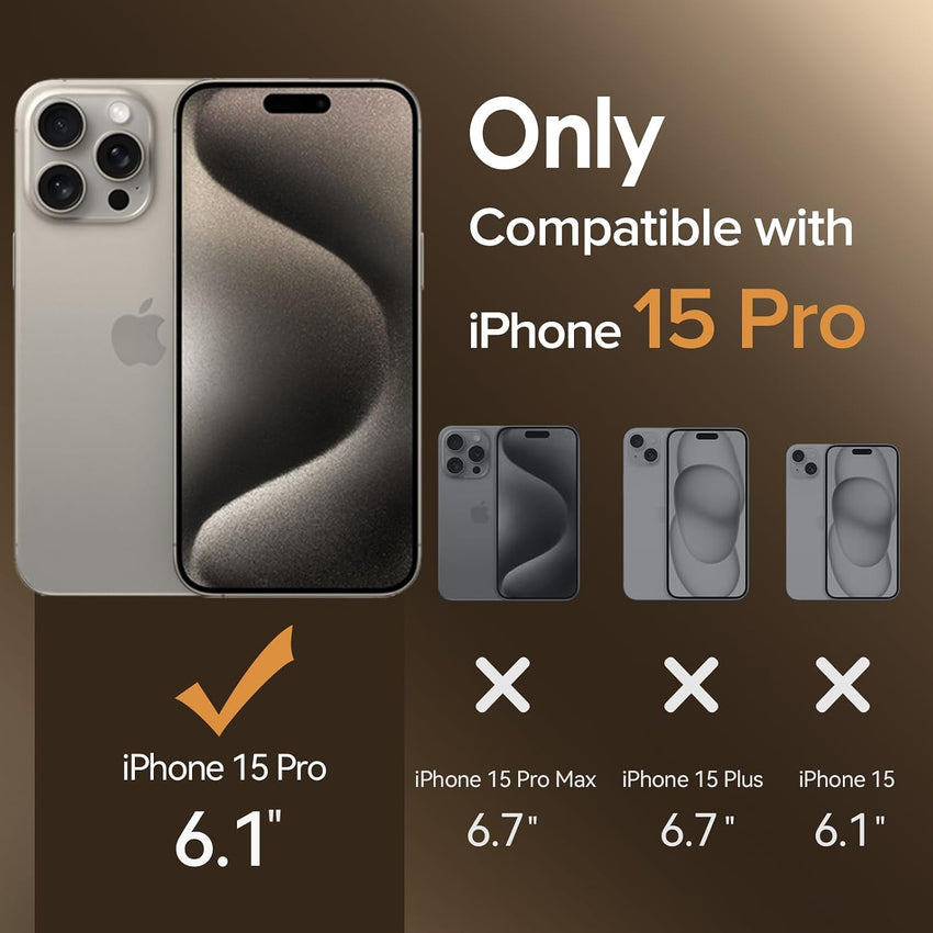 ivoler Clear Case Compatible with iPhone 15 Pro 6.1 inch, 1 Phone Case + 2 Tempered Glass Screen Protector, Non-Yellowing Military Shockproof Anti-Scratch Slim Phone Case Cover- Natural Titanium