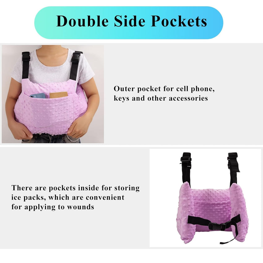 Post-Surgery Recovery Pillow Cushion for Abdomen with Shoulder Strap & Pockets Ã¢ÂÂ Large