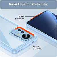 Asuwish Phone Case for Xiaomi 12/12S/12X 5G with Tempered Glass Screen Protector Cover and Cell Accessories Slim Soft TPU Silicone Rubber Protective Mobile Mi X12 Women Men Transparent Clear Blue
