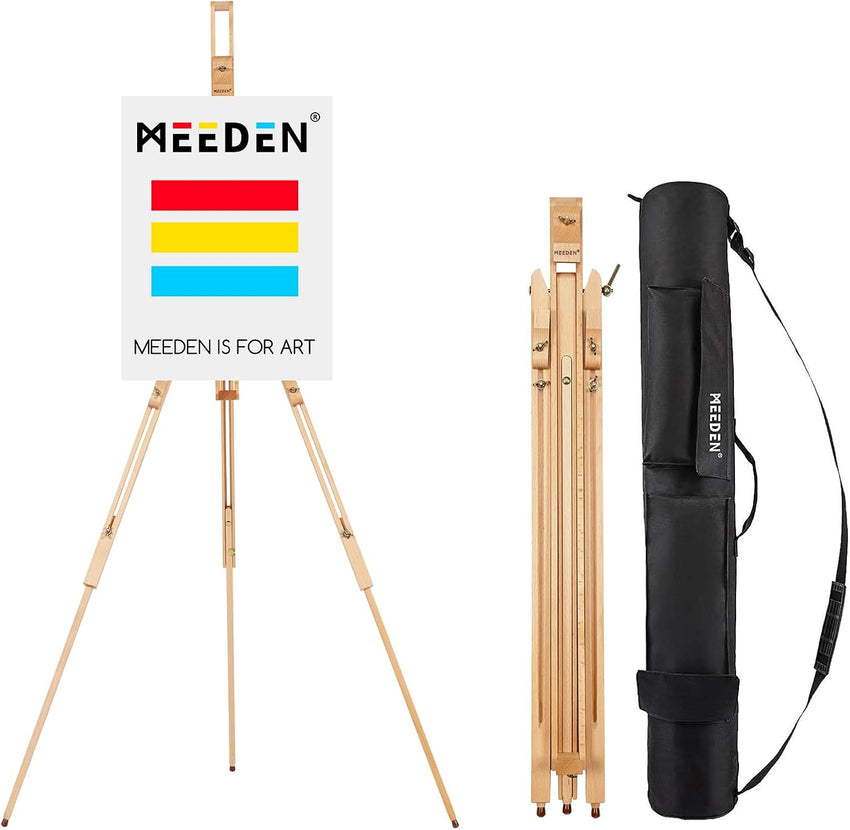 MEEDEN Artist Field Easel, Tripod Beech Wooden Painting Easel Stand with Bag, Lightweight Professional Art Easel for Painting and Display, Perfect for Painters Students, Artists, Hold Canvas up to 42"