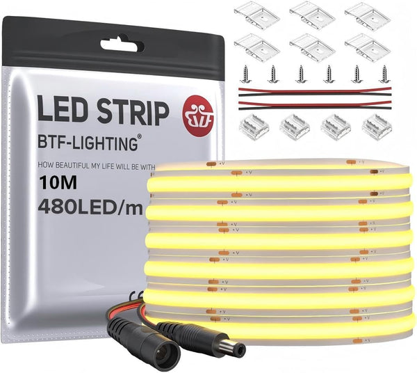 LED Strip Light COB FCOB 480 LEDs/m Flexible High Density 10m