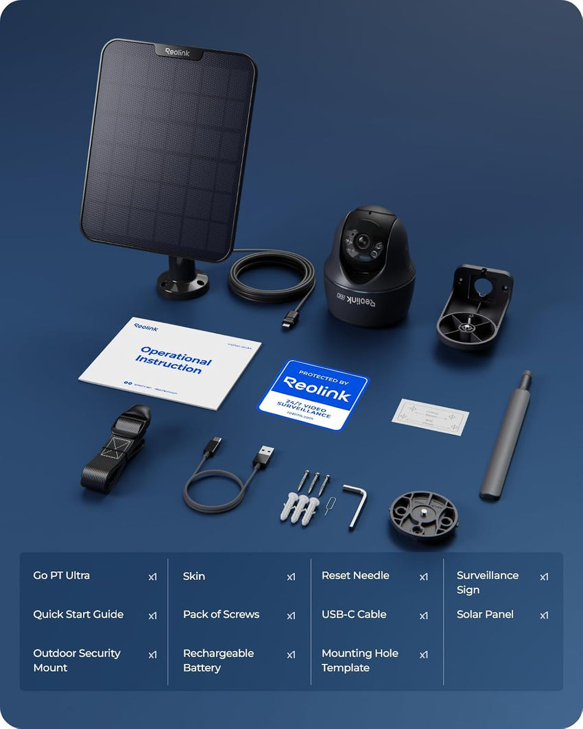 Reolink 4K 4G Solar Outdoor Security Camera AI Detection Colour Night Vision â Black + Solar Panel