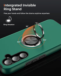 KRAFTCARE for Samsung S23 FE Case with Kickstand Ring, Upgrade Shockproof and Anti Scratch 360^0 Magnetic Ring Holder Stand Protective Phone Case Cover for Samsung Galaxy S23 FE - Dark Green