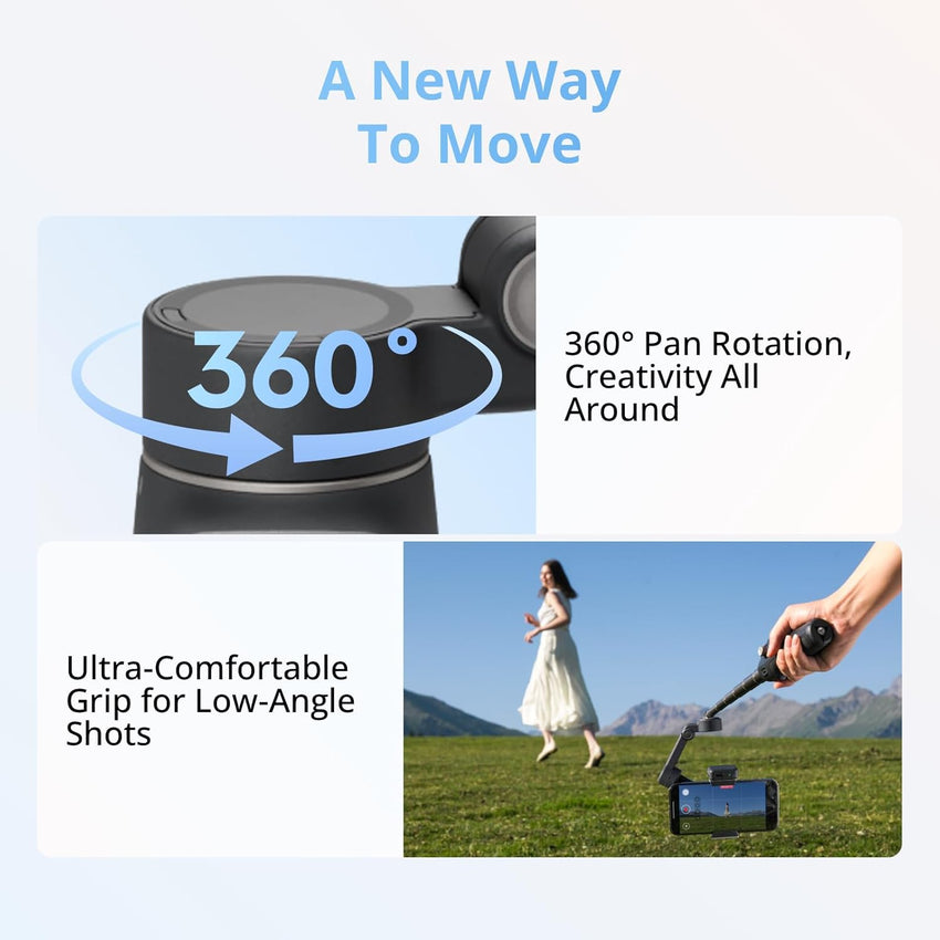 DJI Osmo Mobile 8 Gimbal Stabilizer for Phone, AI Native Tracking with Audio & Lighting, 360^0 Pan Rotation, Built-in Extension Rod & Tripod, 10h Battery, Extension Rod, Robust 3-Axis Stabilization