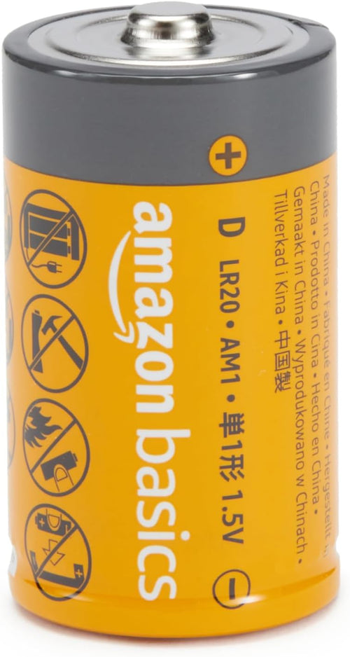 Amazon Basics 12-Pack D Cell All-Purpose Alkaline Batteries, 1.5 Volt, 5-Year Shelf Life