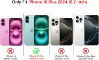 NITITOP Compatible with iPhone 16 Plus Case Cute Clear Green Flower Floral Line Design for Women Girls Transparent Full Camera Slim Soft TPU Shockproof Protective Phone Cover - Green
