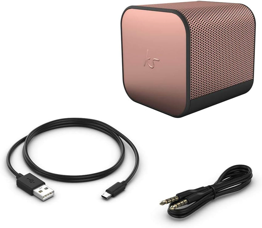 KitSound Boom Cube Metallic Portable Rechargeable Wireless Bluetooth Speaker, Rose Gold