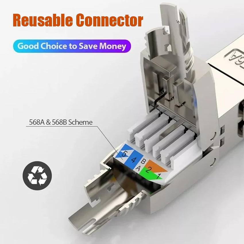 JAOGAUS RJ45 Coupler Shielded, Cat7 Connection Module - LSA connector Adapter Shielded 10Gbps- Cat7/Cat6a/Cat6 Ethernet Cables Coupling Repairing Shielded Network Extender (6pcs)