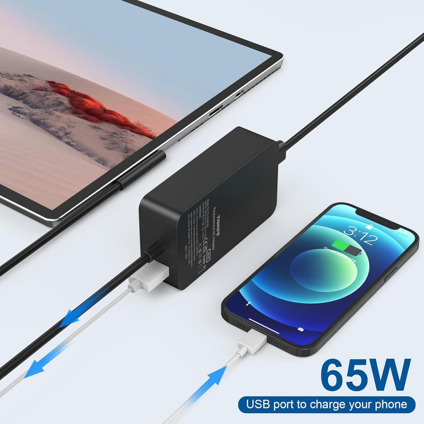 Surface Charger for Microsoft Surface Pro 9/Pro 8/Pro X/Pro 7/Pro 6/Pro 5/Pro 4/Pro 3,Surface Book 3 2/1,Surface Laptop 5/4/3/2/1 Studio, Surface Go Tablet, 65W Windows Surface Laptop Charger