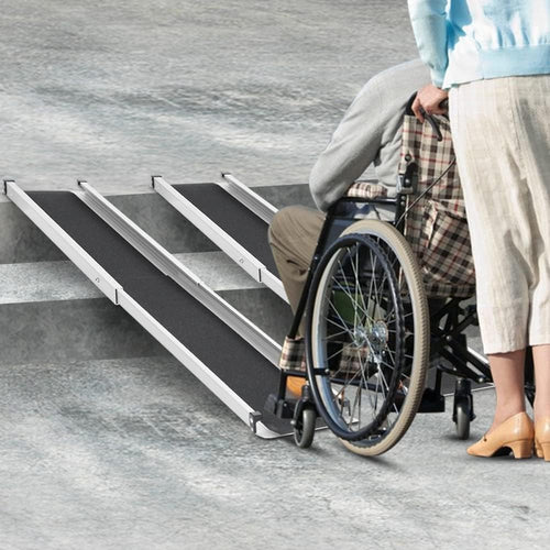 2PCS Telescopic Wheelchair Ramps 5FT, gardhom Portable Adjustable Ramps for Mobility Scooters 272KG Loading Capacity for Home Front Door Stair Steps