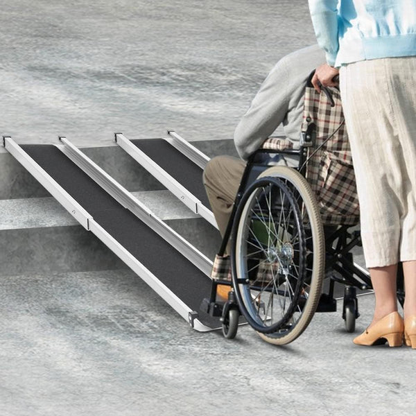 2PCS Telescopic Wheelchair Ramps 5FT, gardhom Portable Adjustable Ramps for Mobility Scooters 272KG Loading Capacity for Home Front Door Stair Steps