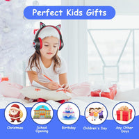 AXFEE Bluetooth Kids Headphones, LED Light Up Cat Ear Wired/Wireless Headphone, HD Stereo Sound, 10H Playtime, Foldable Children Headphone for PC Phone Ipad Study Travel School, 105dB Volume Limited