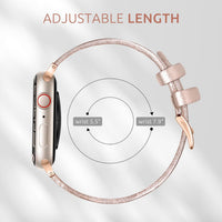 Tuocal Genuine Leather Strap Compatible with Apple Watch Strap 38mm 40mm 41mm 42mm(Series 10) for Women Men, Slim Thin Elegant Narrow Wristband for iWatch Series 10 9 8 7 6 5 4 3 2 1