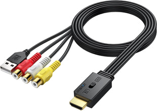 AUTOUTLET RCA to HDMI with 1080P/720P HD Support, AV to HDMI Converter, Long 150cm Cable, Plug & Play Mini Composite CVBS Audio Video Adapter for VCR, VHS, DVD Players and Classic Gaming Consoles