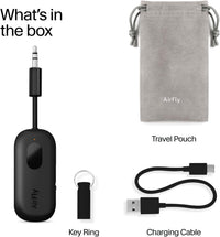 Twelve South AirFly Pro Bluetooth 5.0 Transmitter/Receiver for TV/Airplane to 2 Wireless Headphones - Wireless Adapter for AirPods, Airplane, Car, Gym, Home, Use With Any 3.5 mm Audio Jack, Black