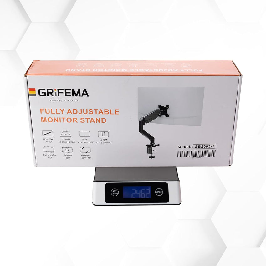 GRIFEMA GB2003-1 Single Monitor Arm Desk Mount for 13" to 32" Screen, Gas Spring Single Monitor Stand, Weight 2-9KG, Height Adjustable VESA 75 & 100mm, Black