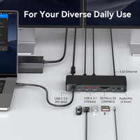 MOKiN Thunderbolt 4 Dock, 12-in-1, Single 8K or Dual 4K @ 60Hz Display, 85W Charging, 3 x 40G Thunderbolt 4, 2 x 10G USB-A, 1 x USB-C (PD 30W), 2.5GbE, Audio, SD/TF 4.0, Compatible for Mac and Windows