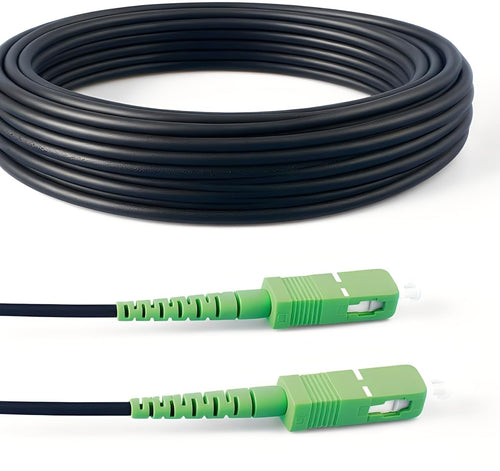 Elfcam(R) - 10m/32.8ft Armored Fiber Optic Cable for Outdoor and Indoor SCA to SCA Simplex Singlemode, Compatible with FTTH Cables, 10 Meters