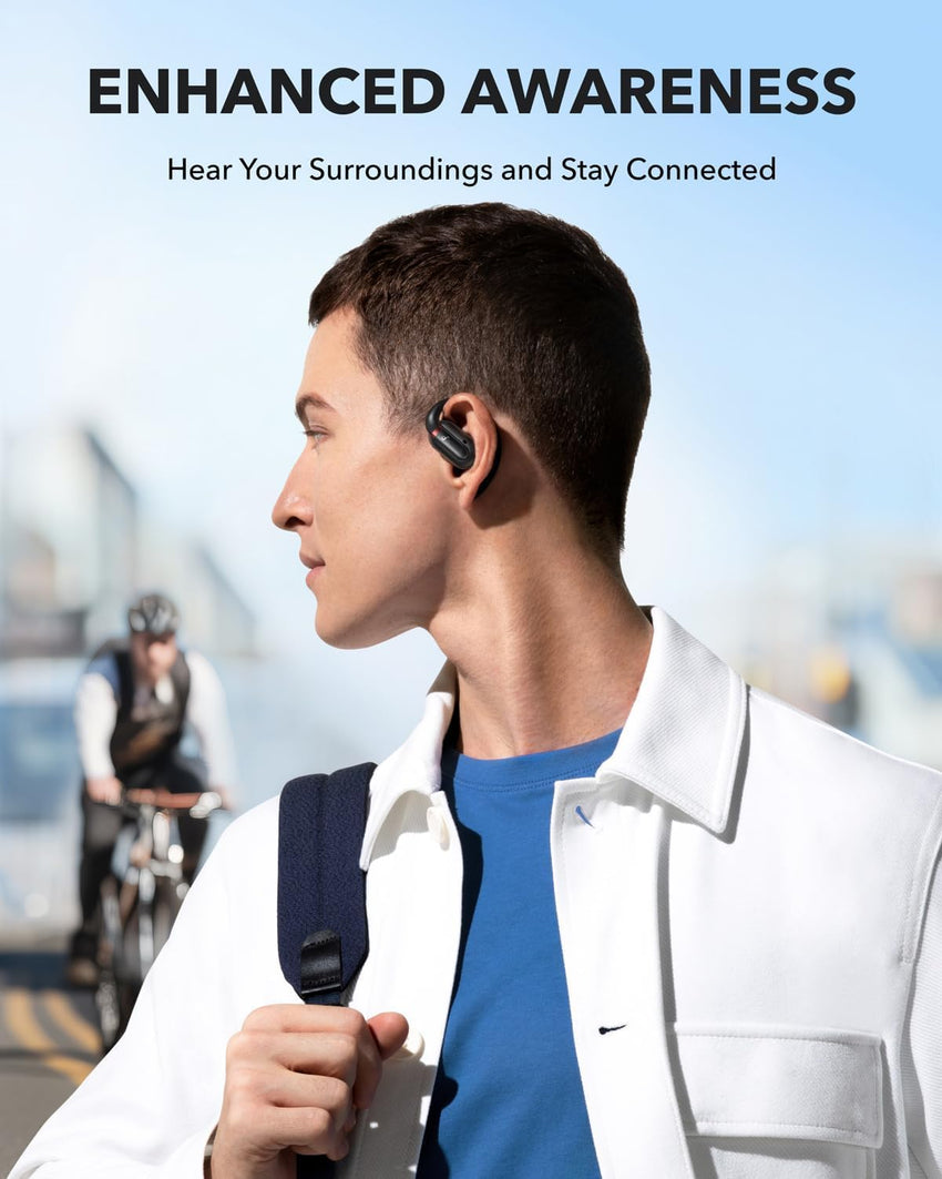 soundcore by Anker V30i Open-Ear Headphones, Ultra-Comfort,Lightweight Design, Snug Fit, Ergonomic Ear Hooks, Robust Bass, 36H Playtime, Bluetooth 5.3,App Control, Clear Calls (Renewed)